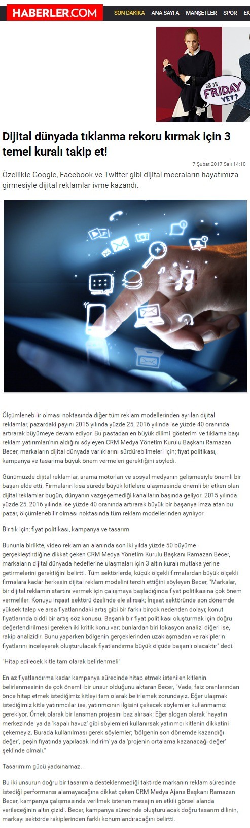 "Dijital dünyada tıklanma rekoru kırmak için 3 temel kuralı takip et!"HABERLER.COM