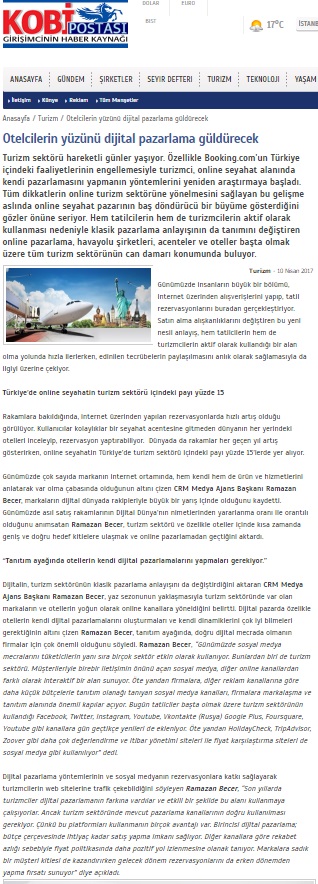 "Otellerin yüzünü dijital pazarlama güldürecek!"KOBİ POSTASI