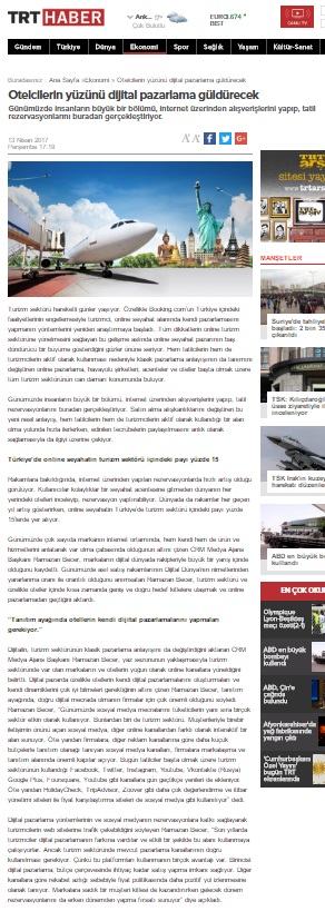 "Otellerin yüzünü dijital pazarlama güldürecek!"TRT HABER