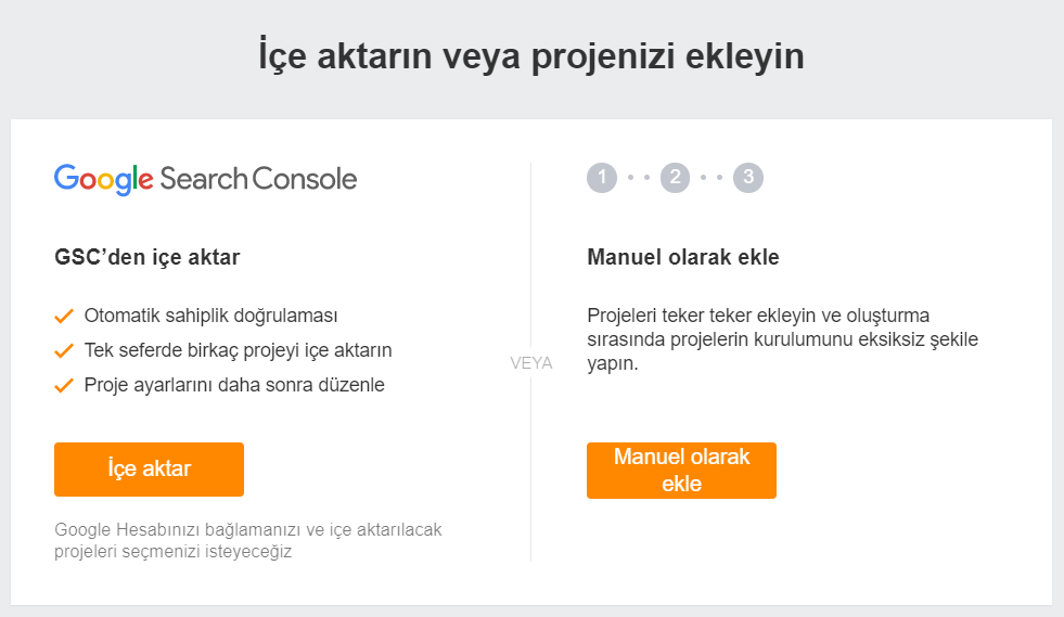 ahrefs proje ekleme 2 adim